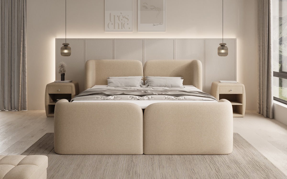 Boxspringbed Riva Bouclé met opbergruimte