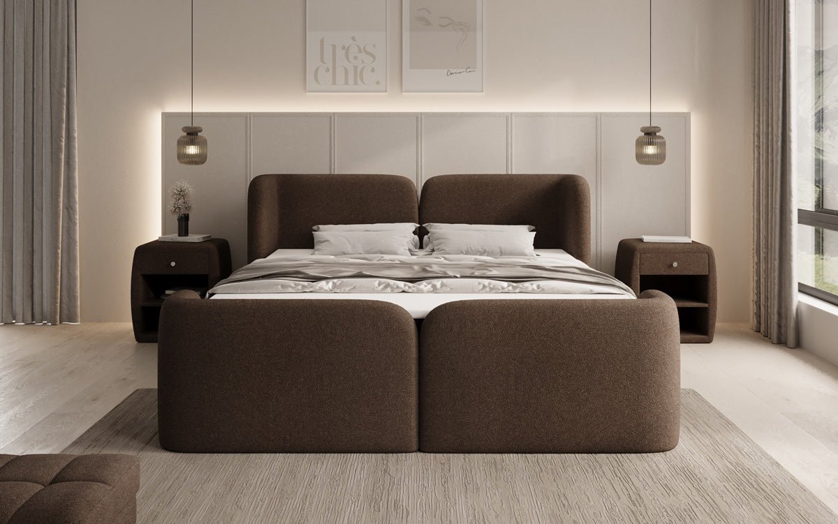 Boxspringbed Riva Bouclé met opbergruimte