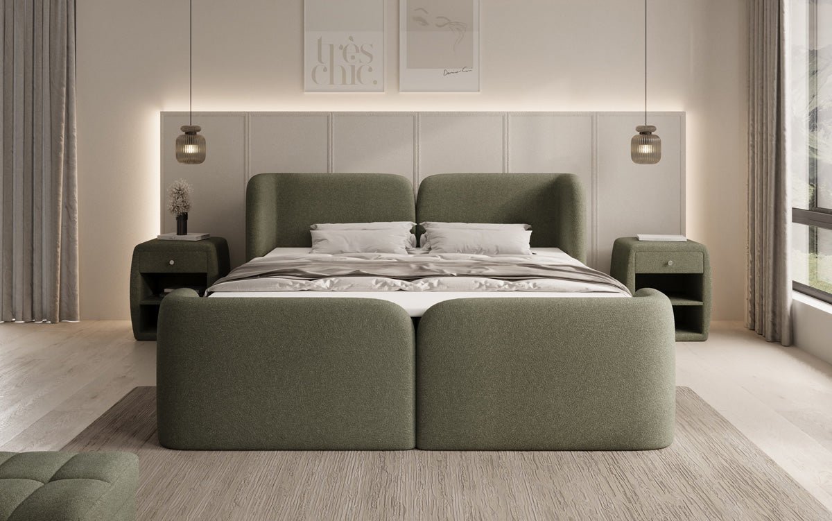 Boxspringbed Riva Bouclé met opbergruimte