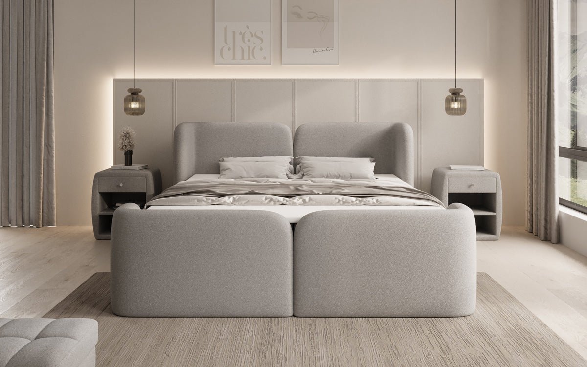Boxspringbed Riva Bouclé met opbergruimte
