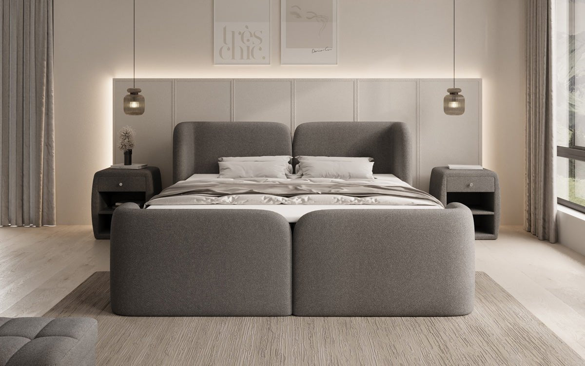 Boxspringbed Riva Bouclé met opbergruimte