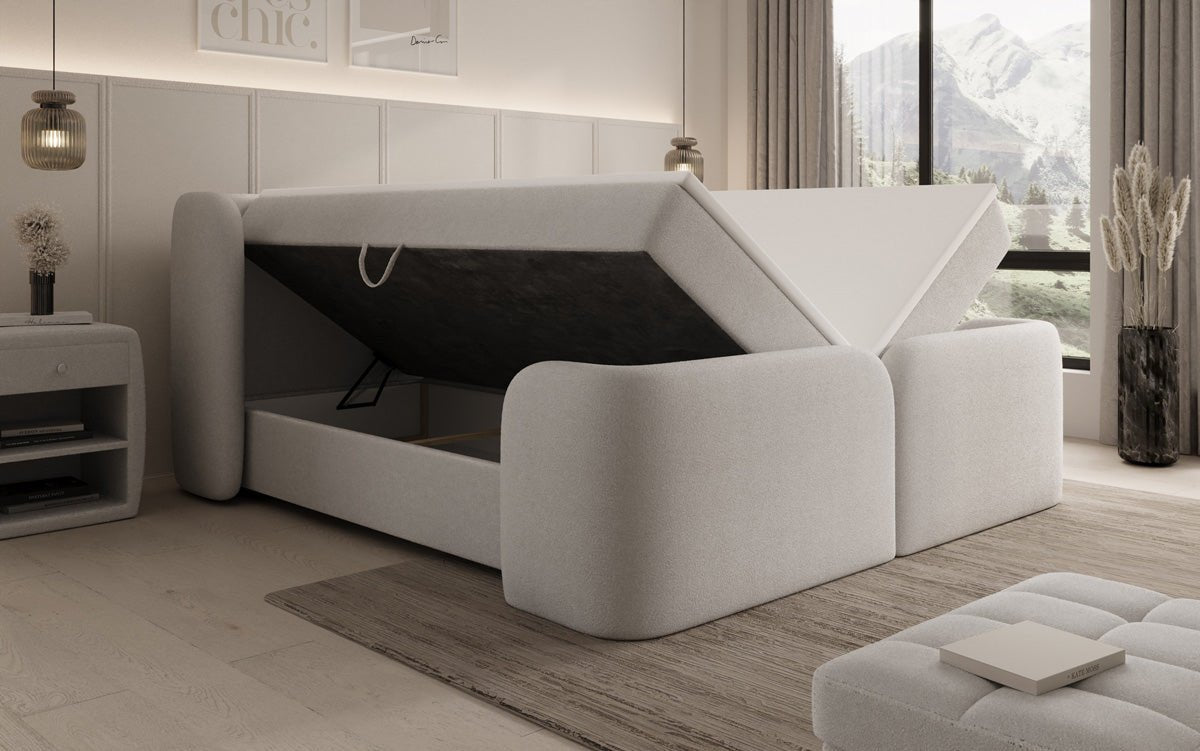 Boxspringbed Riva Bouclé met opbergruimte