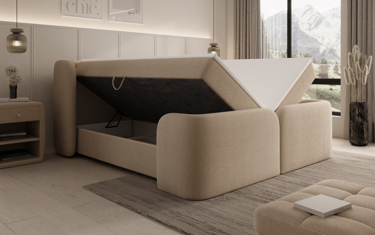 Boxspringbed Riva Bouclé met opbergruimte
