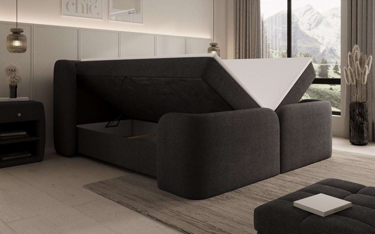 Boxspringbed Riva Bouclé met opbergruimte