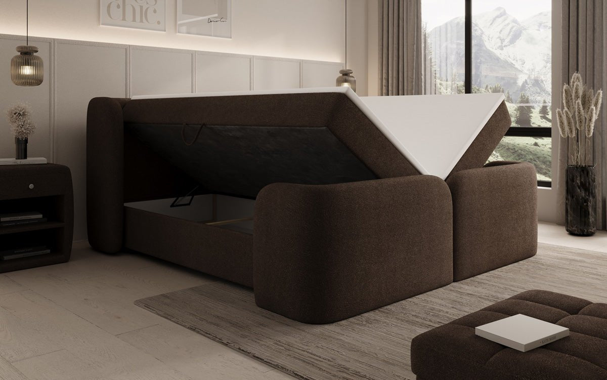Boxspringbed Riva Bouclé met opbergruimte