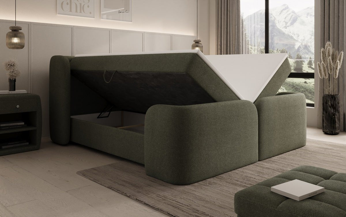 Boxspringbed Riva Bouclé met opbergruimte