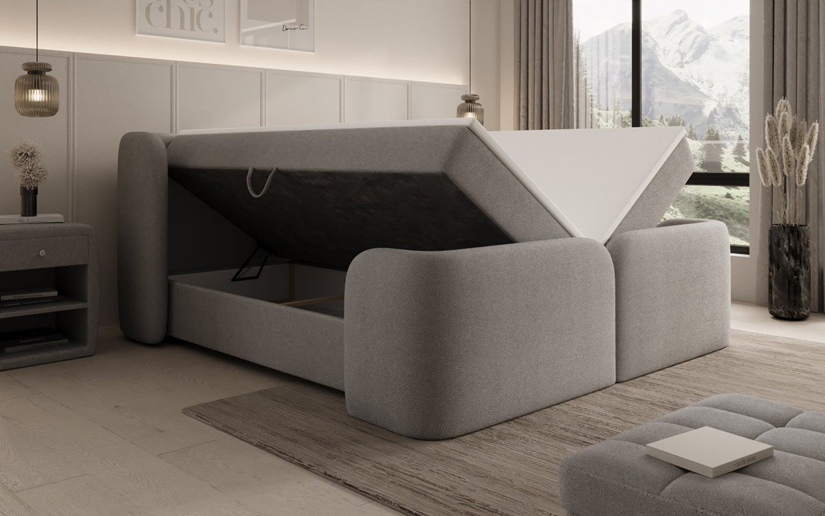 Boxspringbed Riva Bouclé met opbergruimte