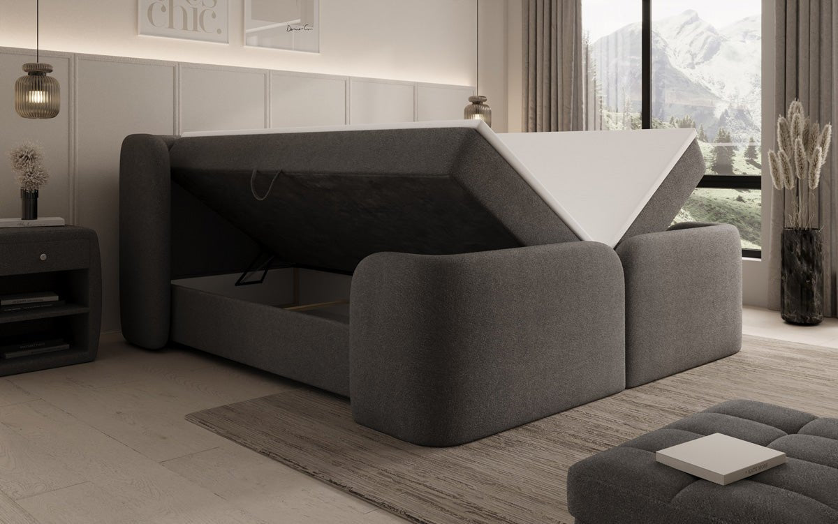 Boxspringbed Riva Bouclé met opbergruimte