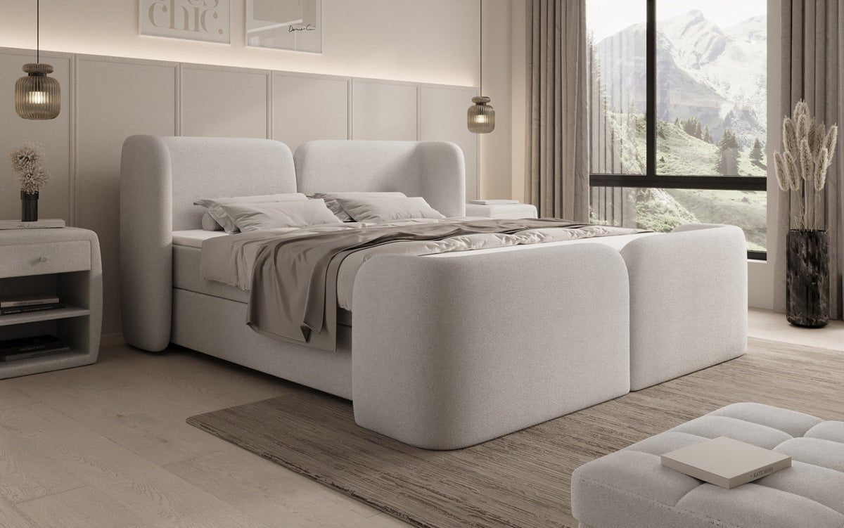 Lit boxspring Riva Bouclé avec rangement