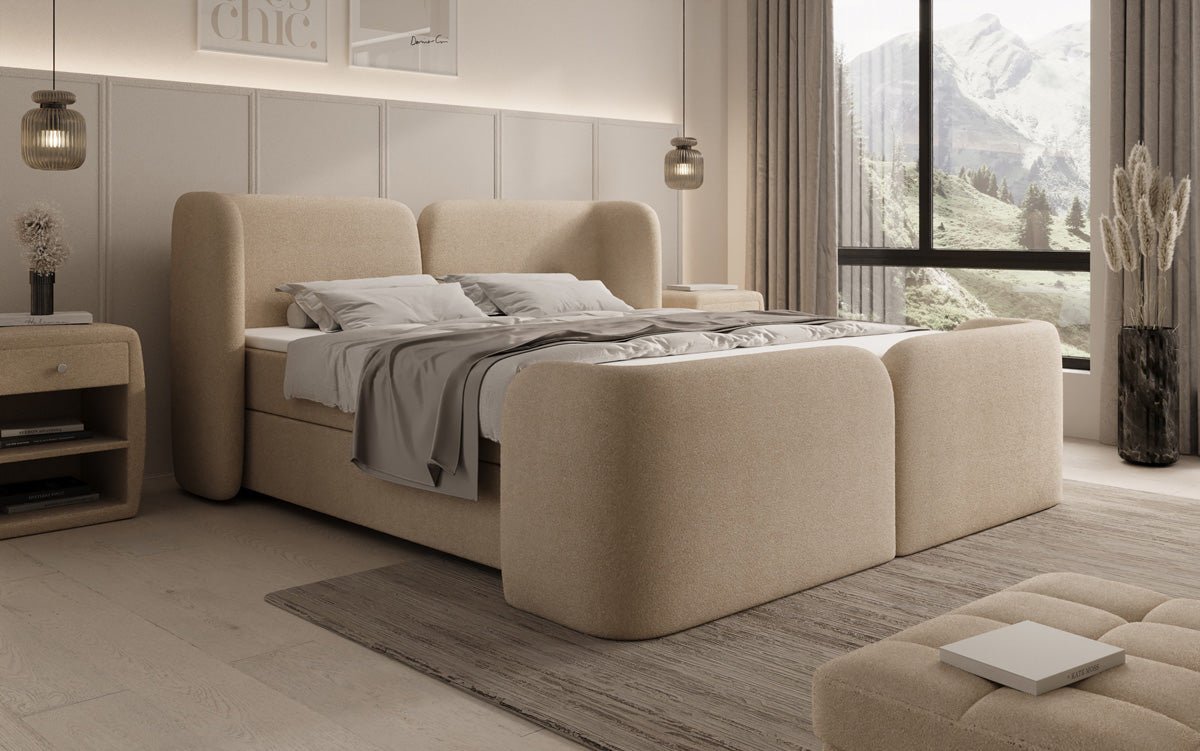 Boxspringbed Riva Bouclé met opbergruimte