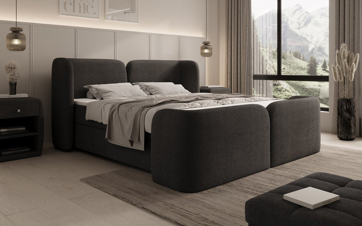 Boxspringbed Riva Bouclé met opbergruimte