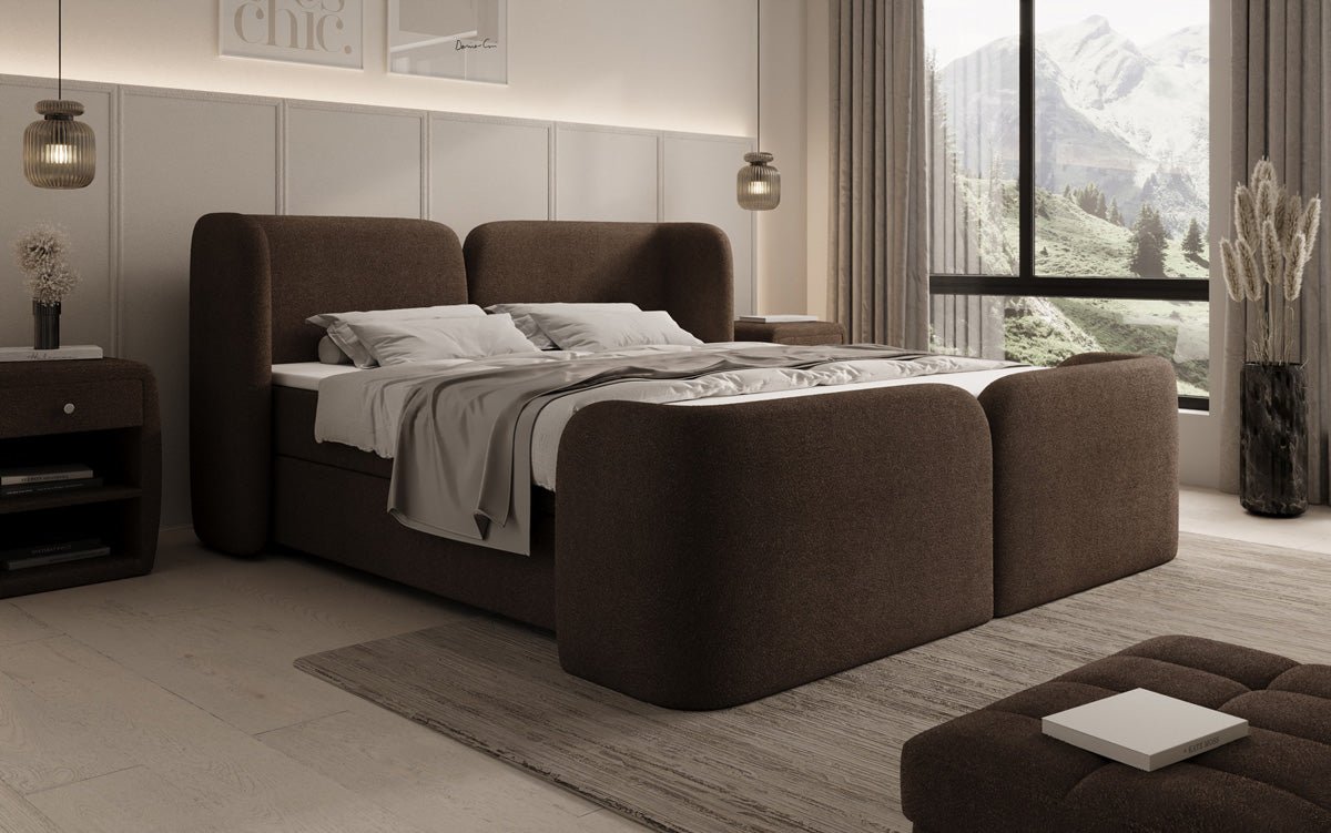 Boxspringbed Riva Bouclé met opbergruimte