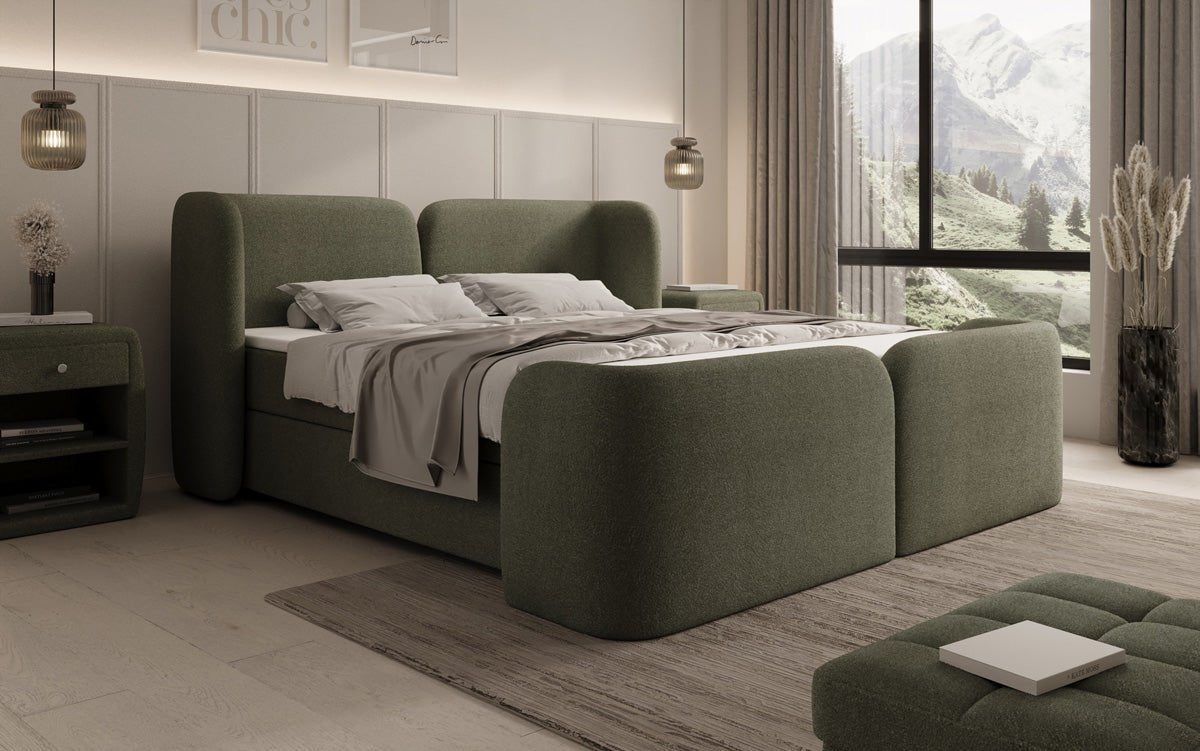 Boxspringbed Riva Bouclé met opbergruimte