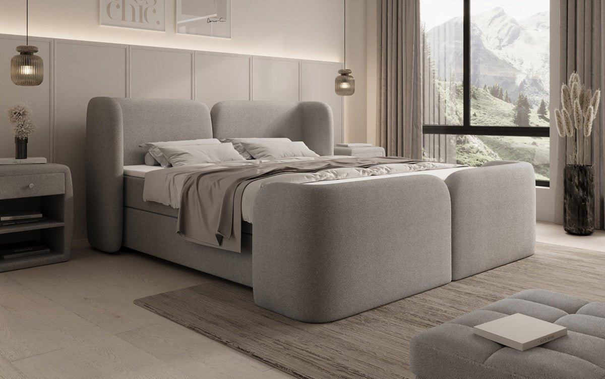Boxspringbed Riva Bouclé met opbergruimte