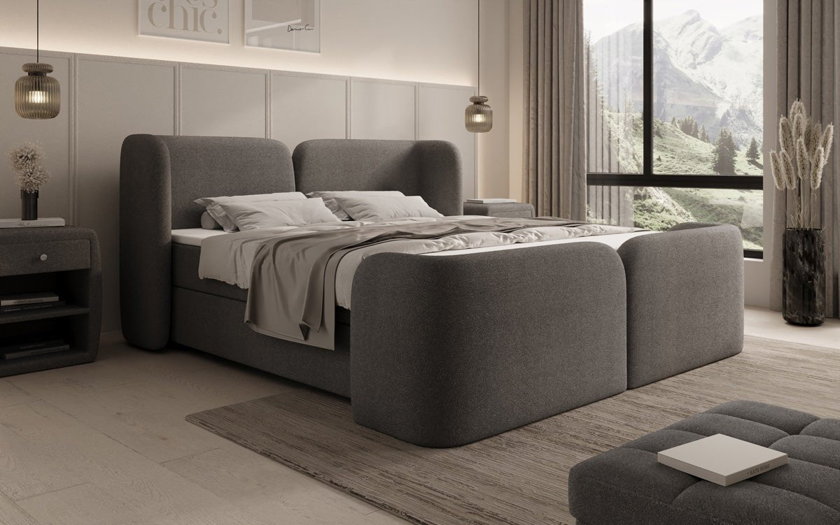 Boxspringbed Riva Bouclé met opbergruimte