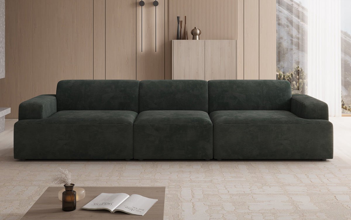 Designbank Monza 3-zits XXL in Ribstof