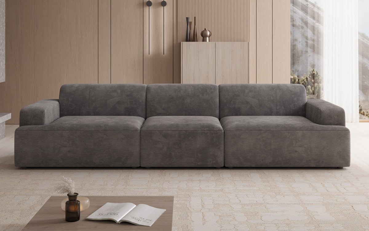 Designbank Monza 3-zits XXL in Ribstof