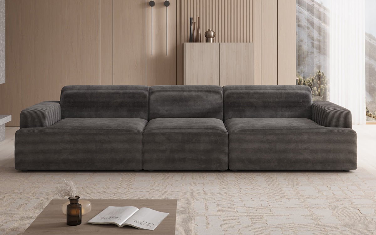 Designbank Monza 3-zits XXL in Ribstof