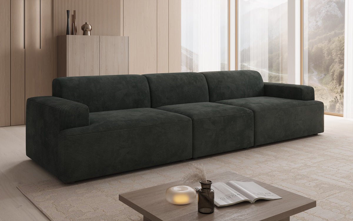 Designbank Monza 3-zits XXL in Ribstof