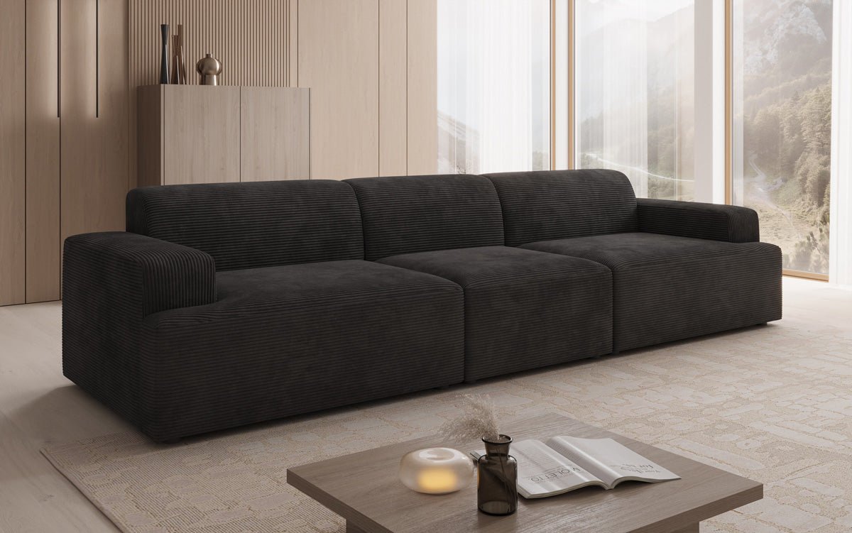 Designbank Monza 3-zits XXL in Ribstof