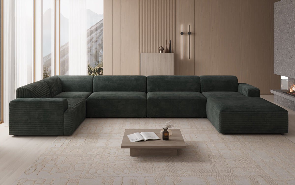 Designbank Monza U XXL in Ribstof