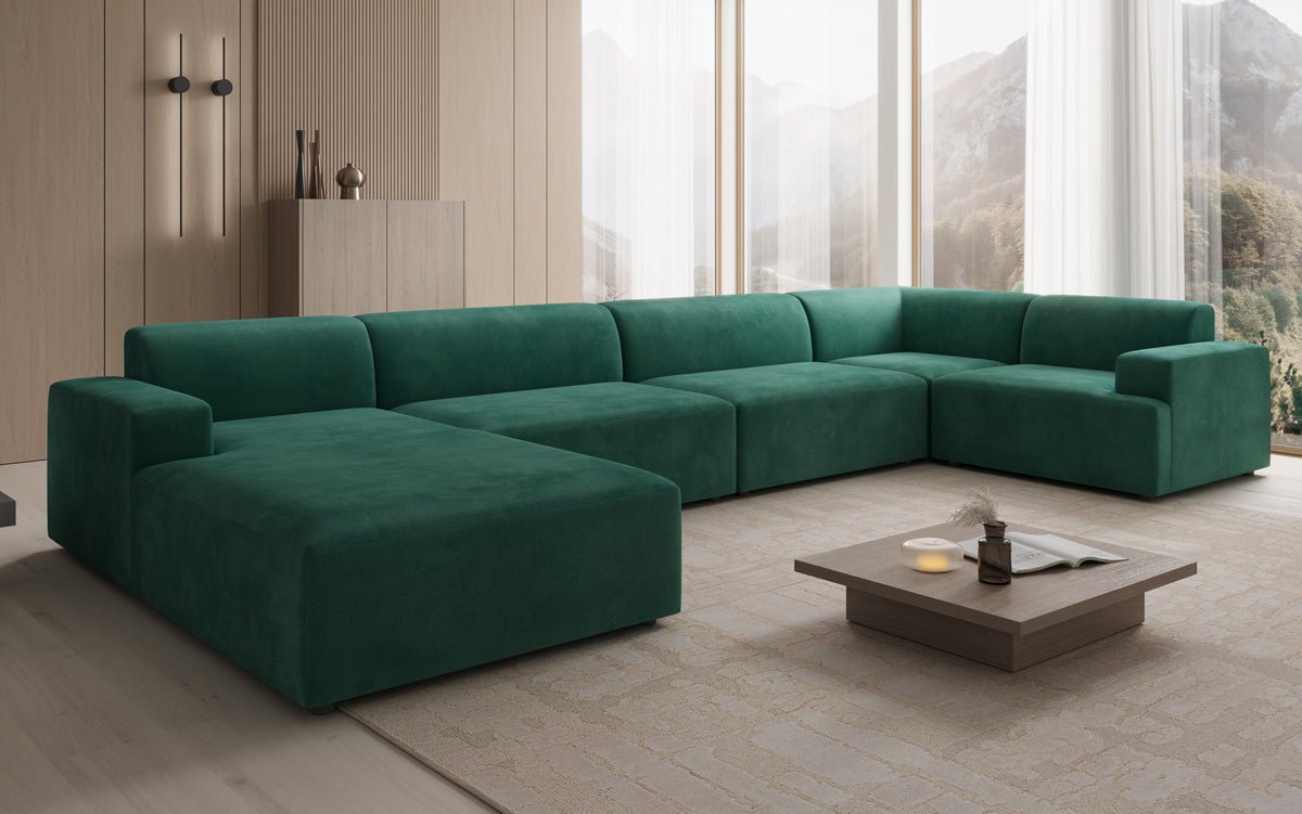 Designbank Monza U XXL in Fluweel