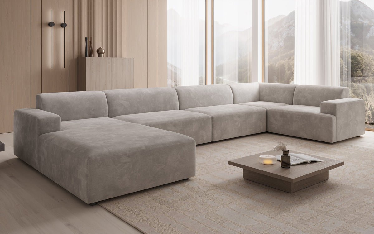 Designbank Monza U XXL in Fluweel