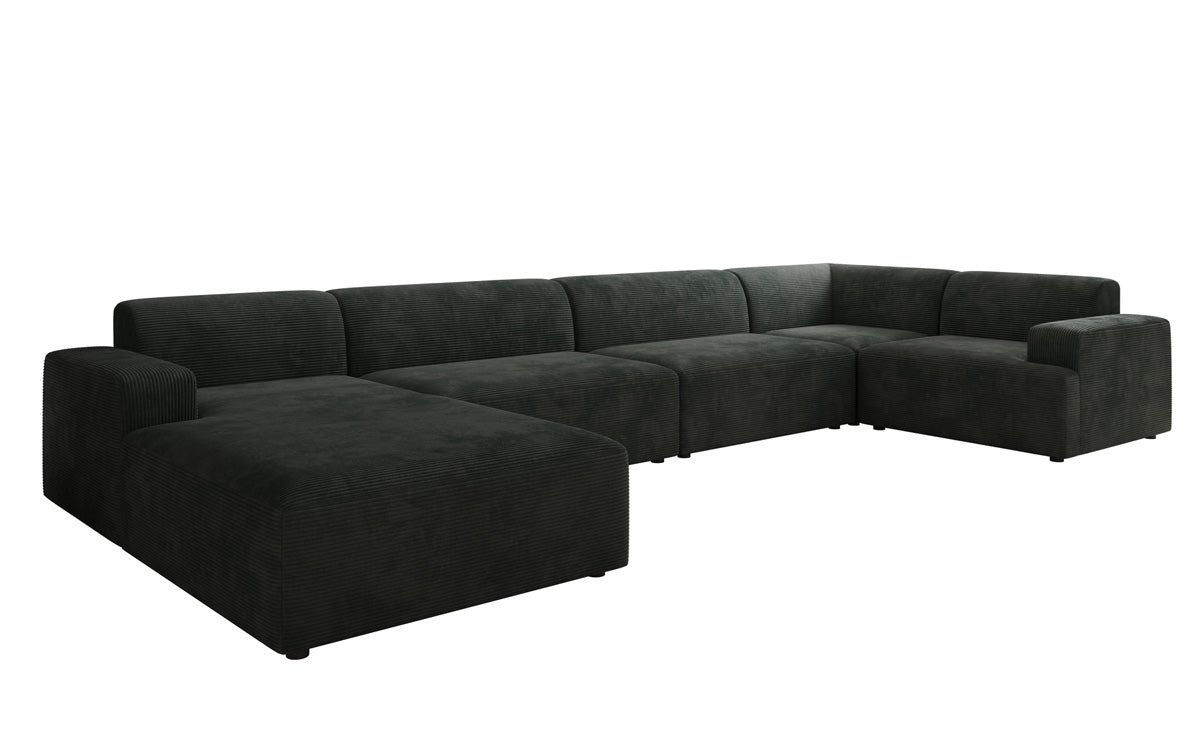 Designbank Monza U XXL in Ribstof