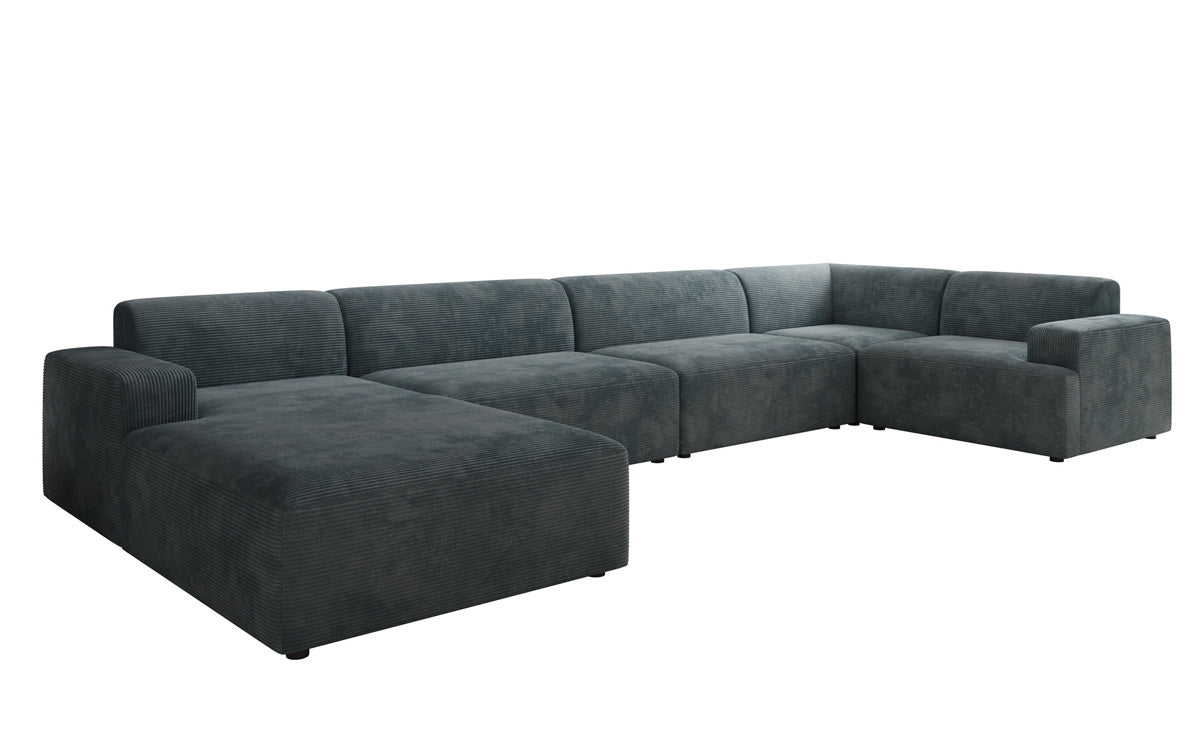 Designbank Monza U XXL in Ribstof