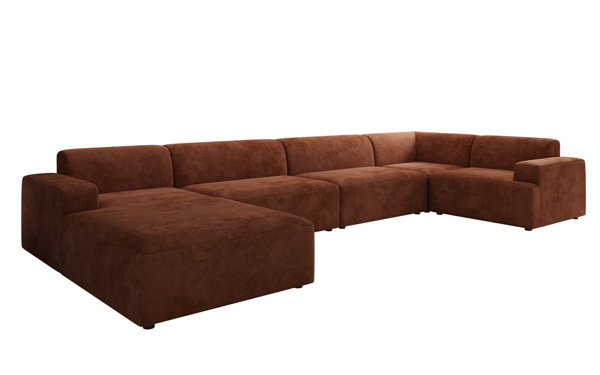 Designbank Monza U XXL in Ribstof