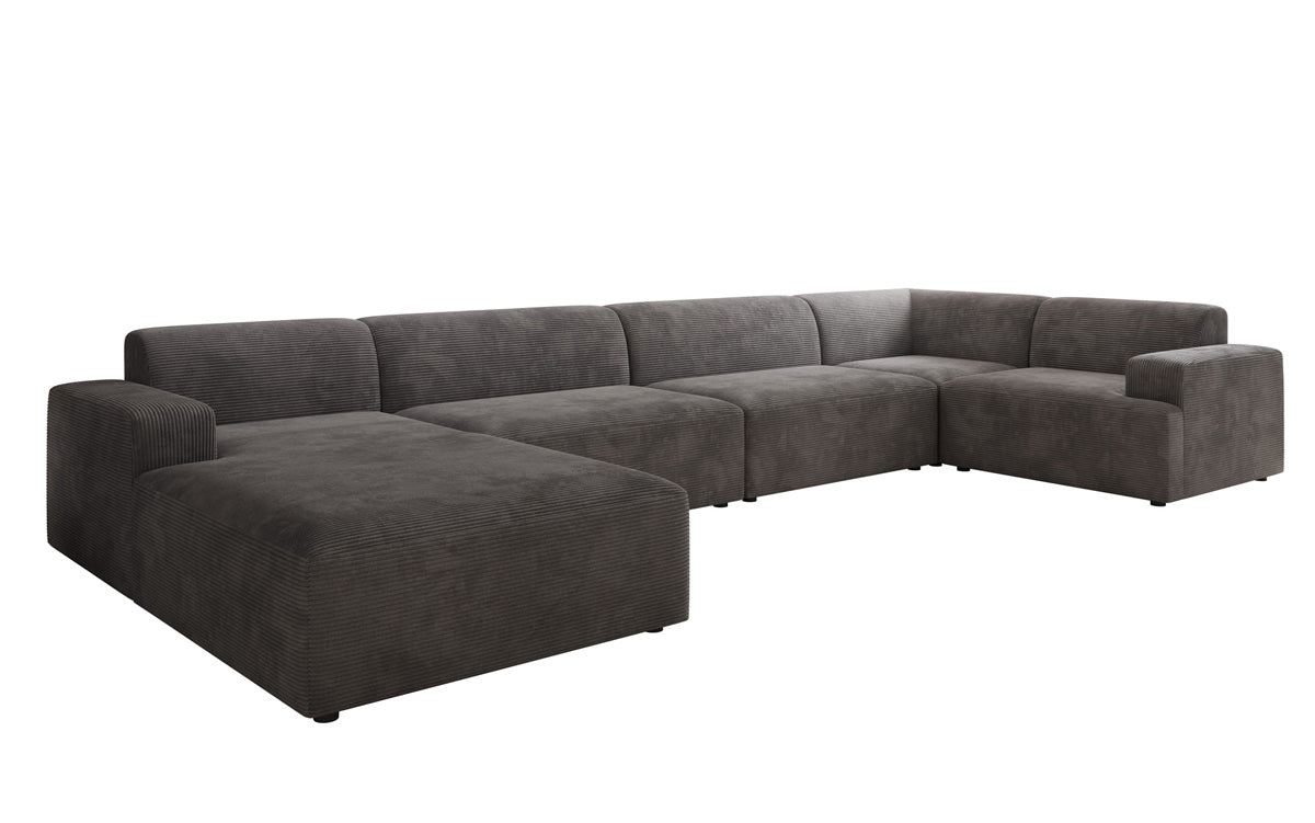 Designbank Monza U XXL in Ribstof