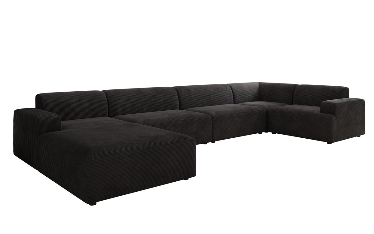 Designbank Monza U XXL in Ribstof