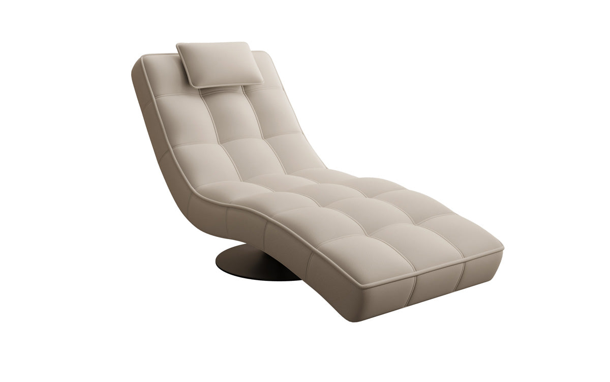 Chaise longue relaxante design Livara en tissu avec fonction pivotante