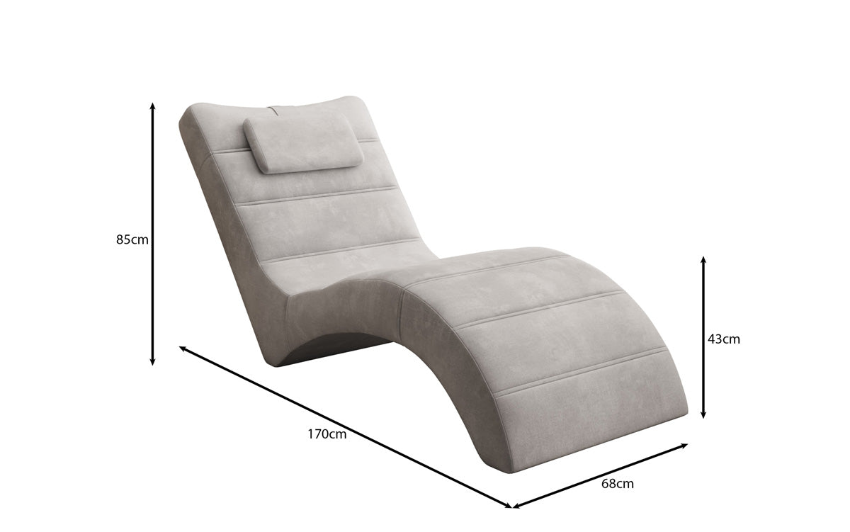 Chaise longue de designer Leon en Velours