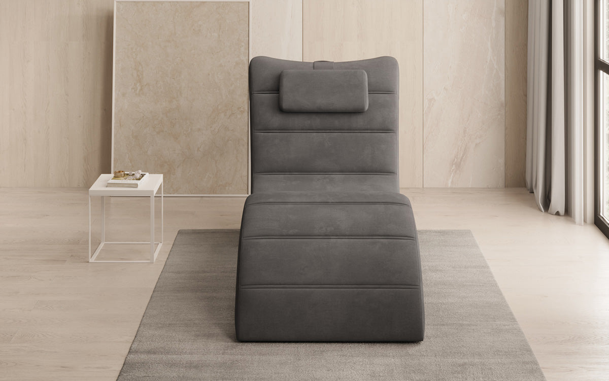 Chaise longue de designer Leon en Velours