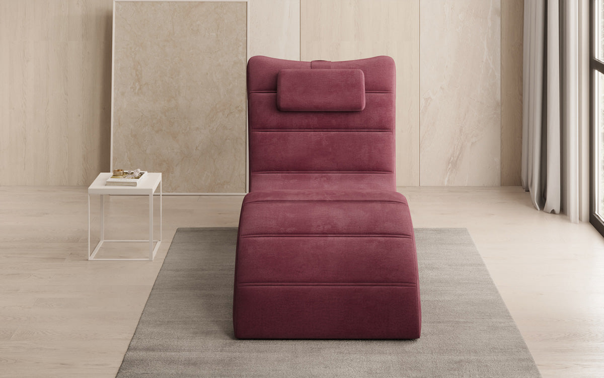 Chaise longue de designer Leon en Velours