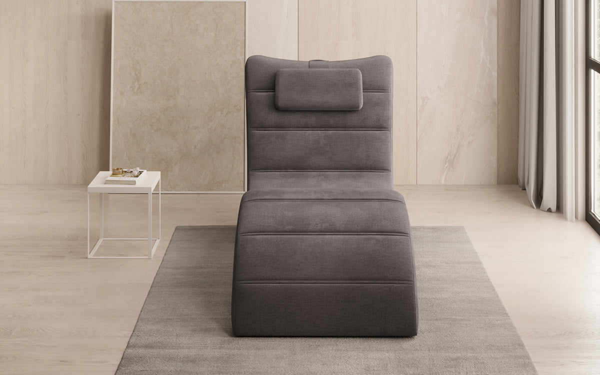 Chaise longue de designer Leon en Velours