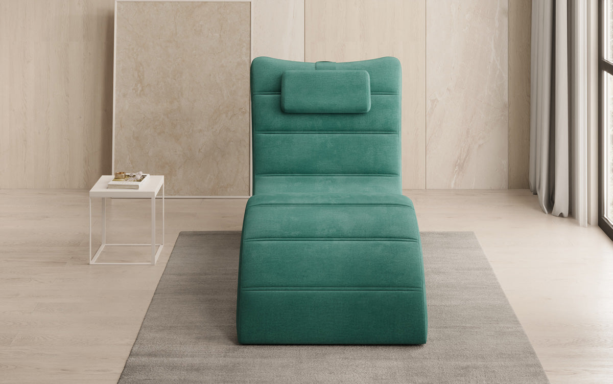 Chaise longue de designer Leon en Velours