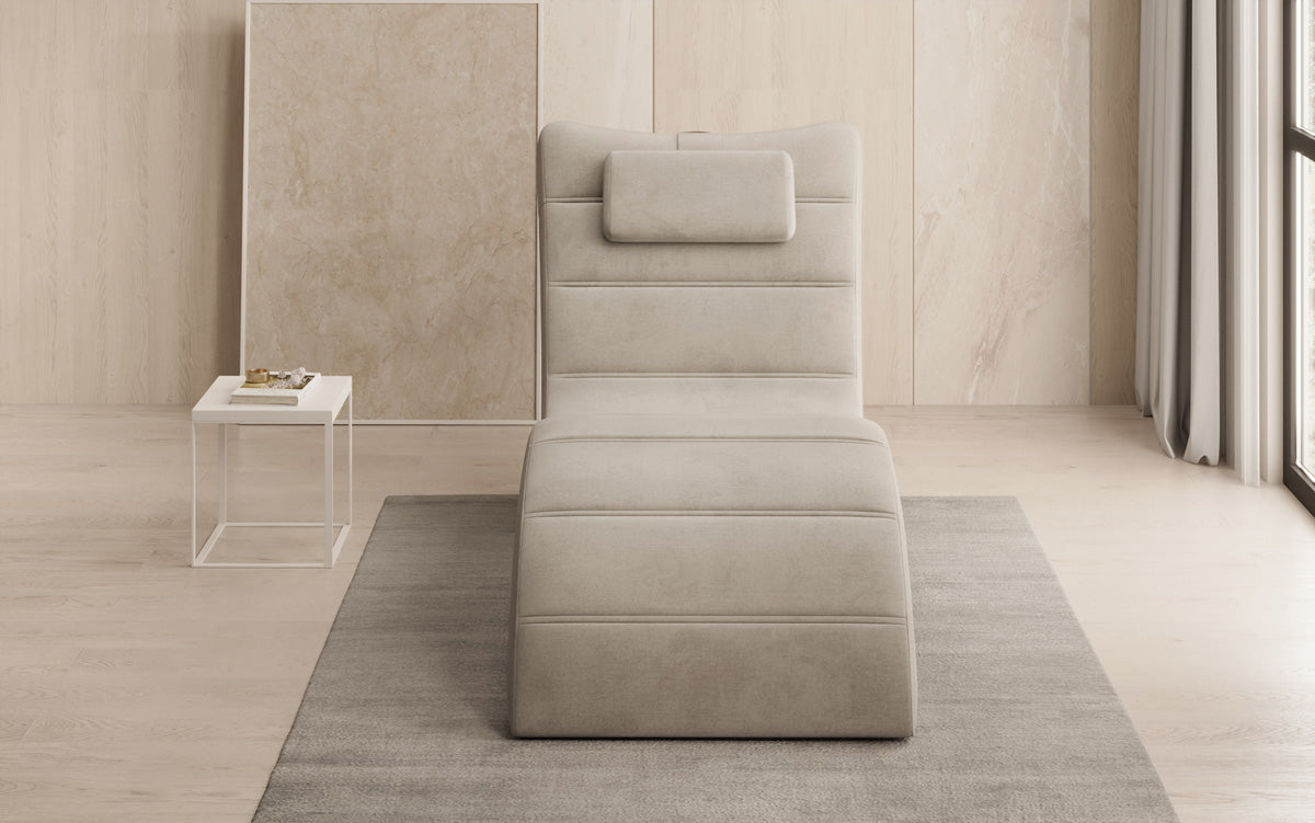 Chaise longue de designer Leon en Velours