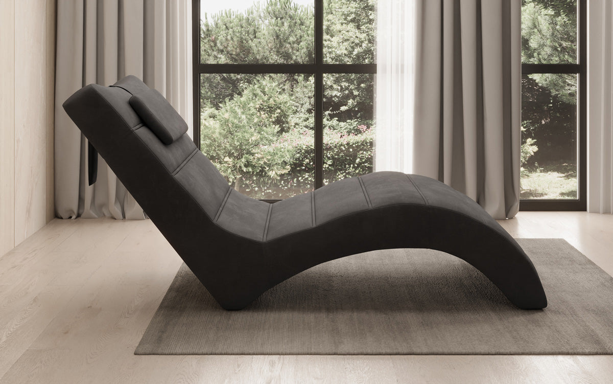 Chaise longue de designer Leon en Velours
