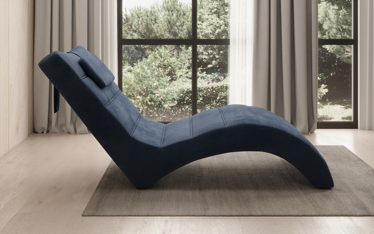 Chaise longue de designer Leon en Velours