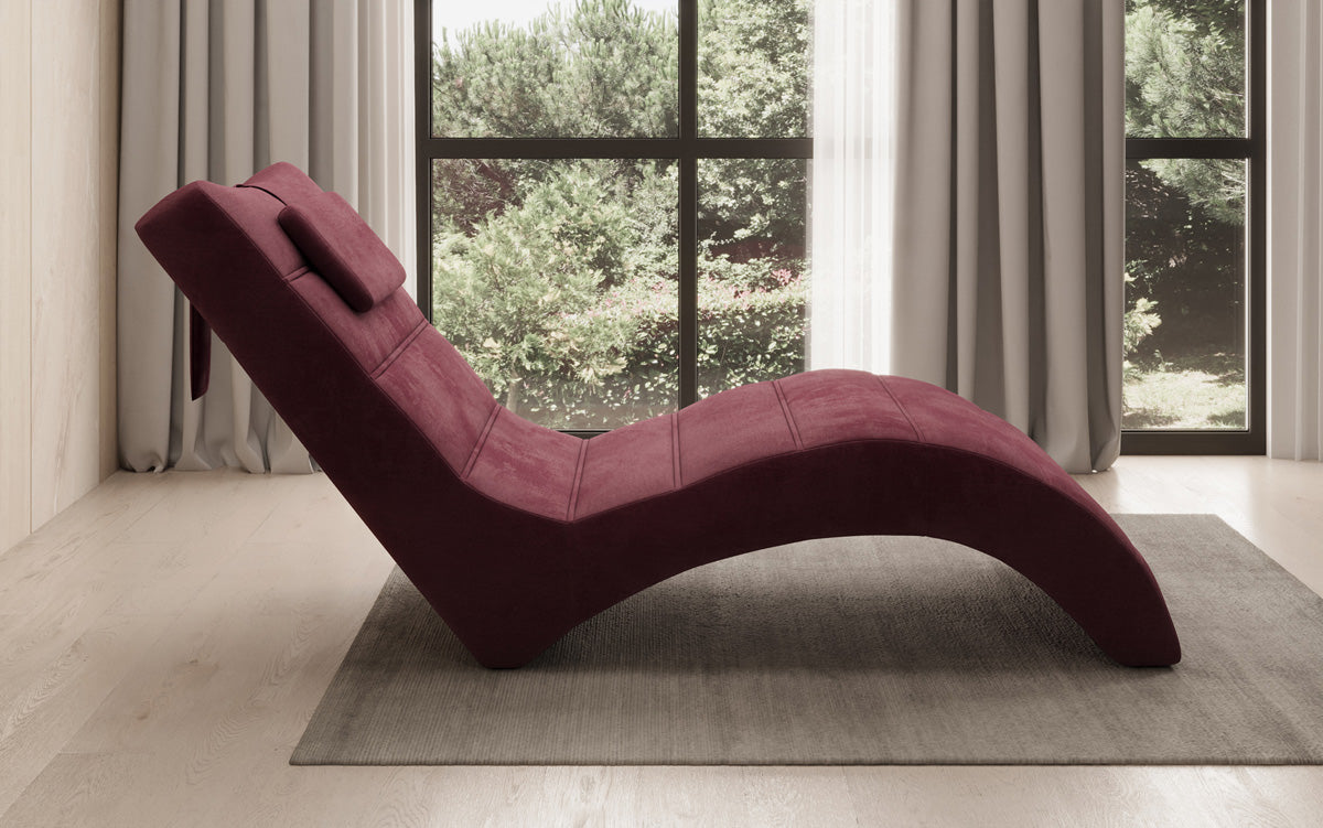 Chaise longue de designer Leon en Velours