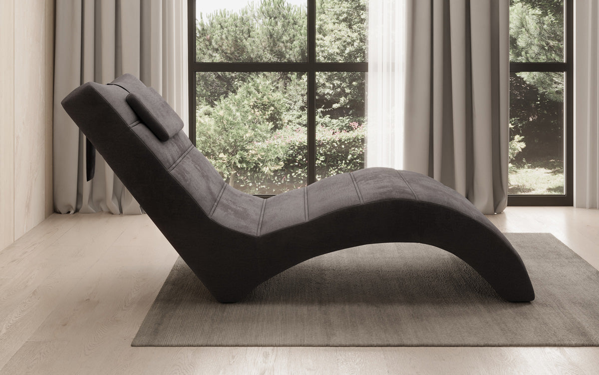 Chaise longue de designer Leon en Velours