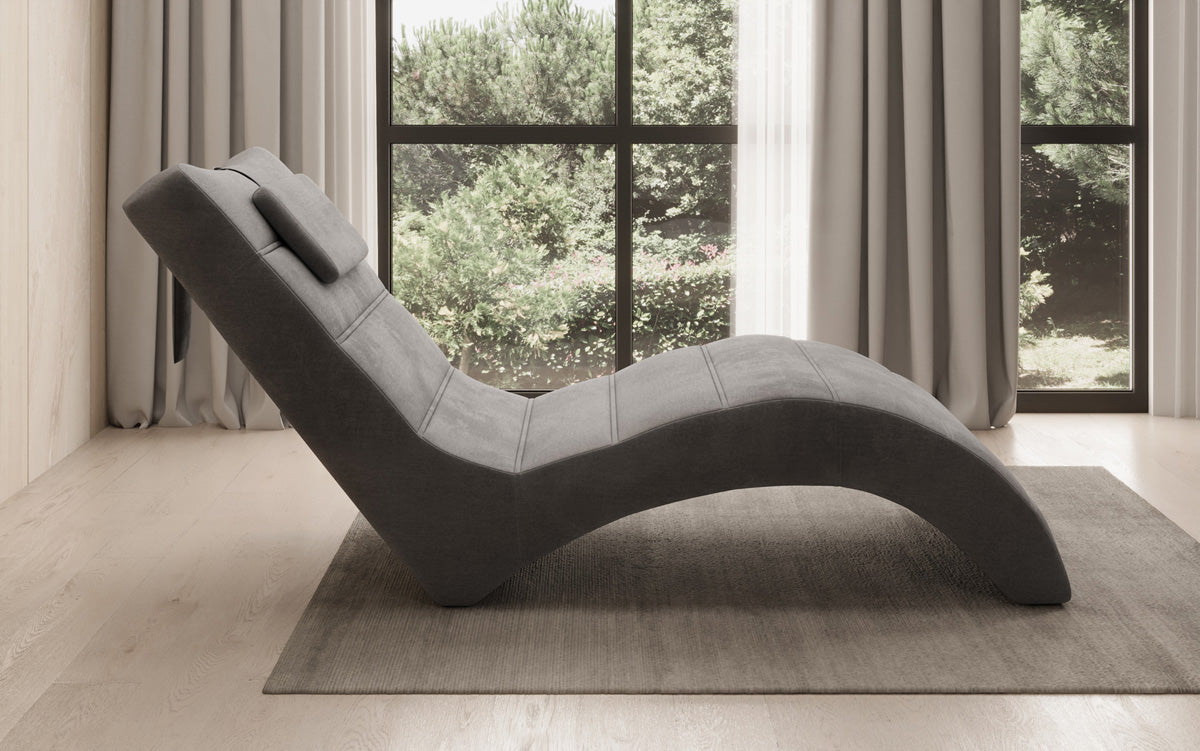 Chaise longue de designer Leon en Velours
