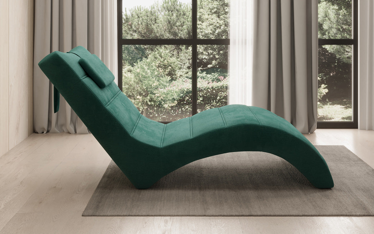 Chaise longue de designer Leon en Velours