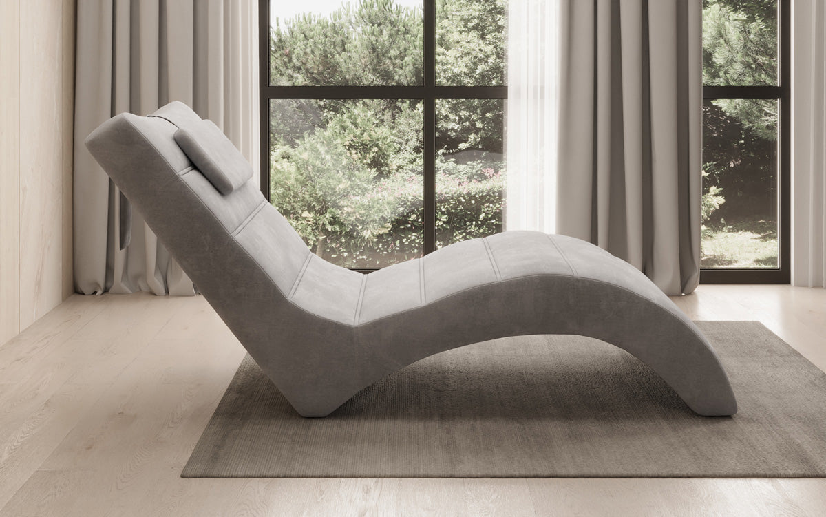 Chaise longue de designer Leon en Velours