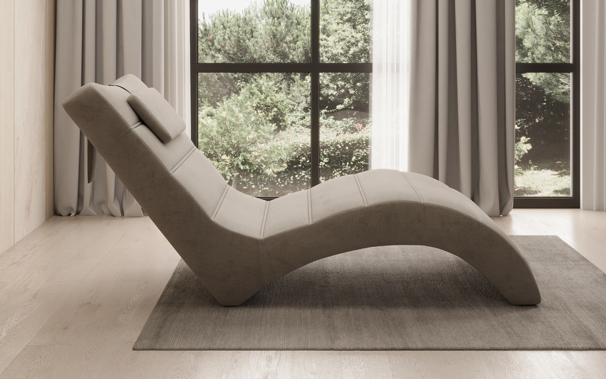 Chaise longue de designer Leon en Velours