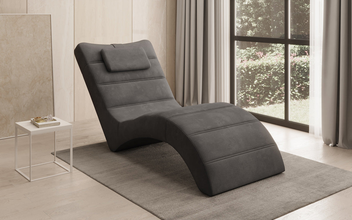 Chaise longue de designer Leon en Velours