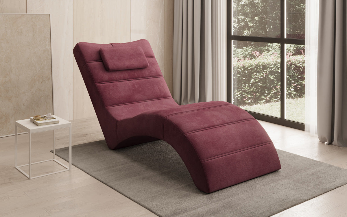 Chaise longue de designer Leon en Velours