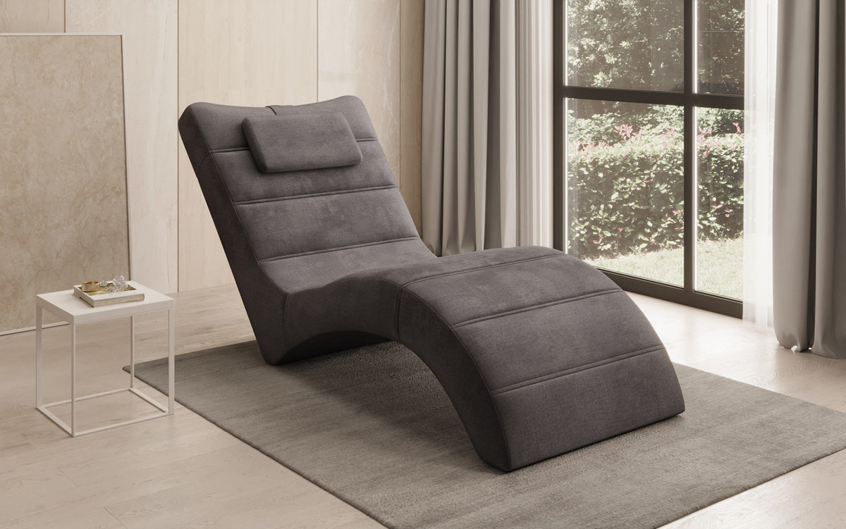 Chaise longue de designer Leon en Velours